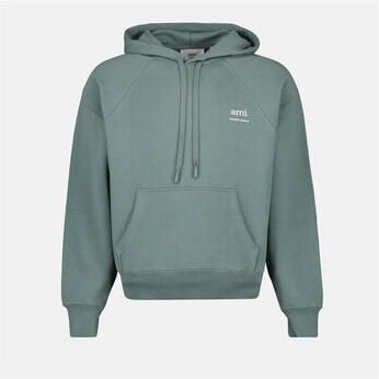 Ami Paris Signature Hoodie Groen Biologisch Katoen Green