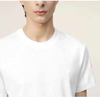 Ami Paris T-shirt met reliëf en logo borduursel White