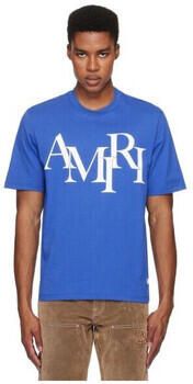 Amiri T-shirt Korte Mouw STAGGERED LOGO TEE BLUE