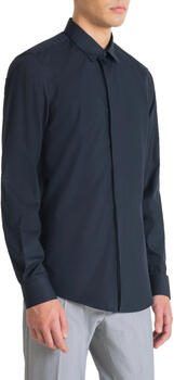 Antony Morato Blauwe Effen Knoopsluiting Lange Mouw Overhemd Blue Heren