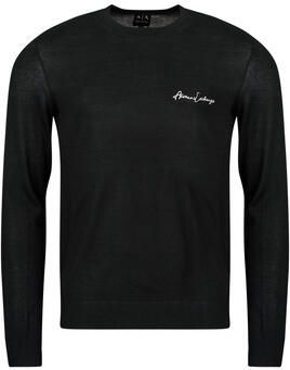 Armani Exchange Zwarte Crewneck Trui met Logo Borduursel Black Heren - Foto 4