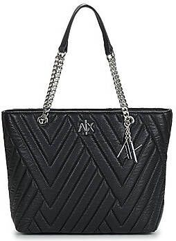 Armani Exchange Zwarte Handtas met Zilverkleurige Metalen Details Black Dames