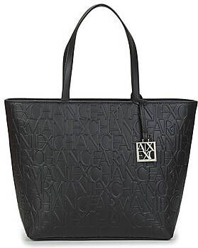Armani Exchange Stijlvolle Zwarte Shopper Tas met Logo Bedel Black Dames