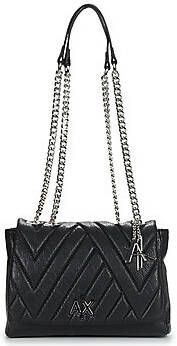 Armani Exchange Zwarte handtas met zilverkleurige metalen details Black Dames