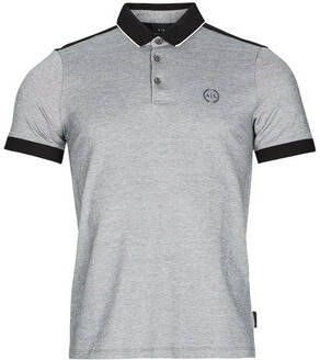 Armani Exchange Zwarte Polo met Knoopsluiting Korte Mouwen Black Heren