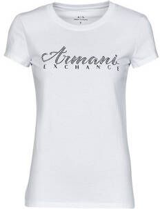 Armani Exchange Witte Bedrukte Katoenen T-shirt White Dames
