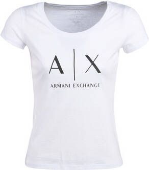 Armani Exchange Witte Bedrukte T-shirt White Dames