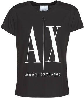 Armani Exchange Gedrukt T-shirt met Korte Mouwen voor Dames Black Dames