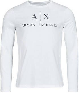 Armani Exchange Heren Bedrukt Langarm T-shirt White Heren