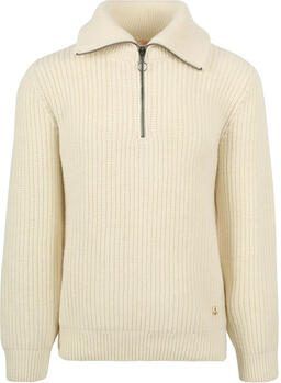 Armor Lux Sweaters Camionneur Half Zip Trui Wol Ecru