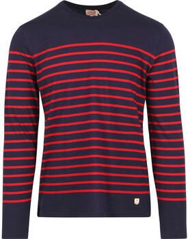 Armor Lux T-shirt Port-Louis T-Shirt Strepen Donkerblauw Rood