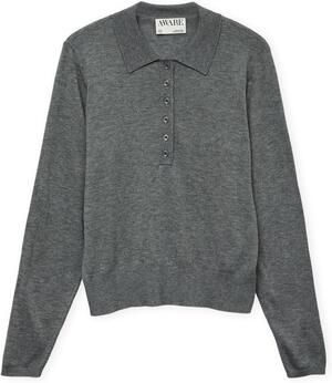 Aware Polo Shirt Lange Mouw Noos Sikita Polo Shirt Medium Grey Melange
