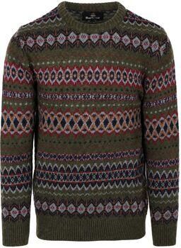 Barbour Sweater Fairisle Trui Wol Donkergroen