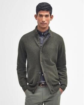 Barbour Chunky Lambswool Sweater met Alcantara Elleboog Patches Green Heren - Foto 6