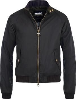Barbour Groene Waterdichte Katoenen Jas met Geribbelde Details Black Heren