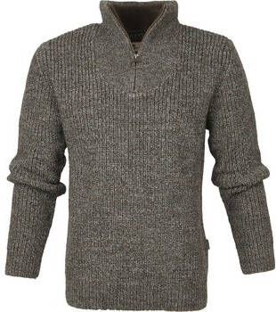 Barbour Sweater NewTyne Zip Trui Wol Donkergroen