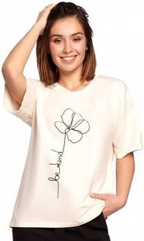 Be Blouse B187 T-shirt met bloemenprint crème