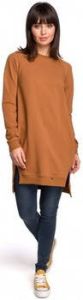 Be Sweater B101 Oversized tuniek met split aan de zijkanten karamel