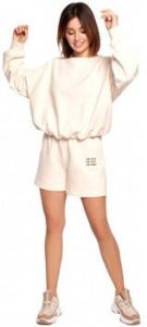 Be Broek B186 Korte broek met borduursel vanille