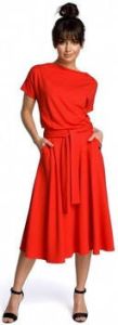 Be Jurk B067 Uitlopende jurk rood