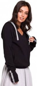 Be Sweater B127 Hooded overslag pullover zwart