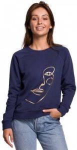 Be Sweater B167 Pullover top met print vooraan blauw