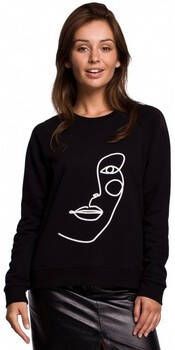 Be Sweater B167 Pullover top met print vooraan zwart