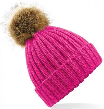 Beechfield Muts Bonnet pom fausse fourure épais femme