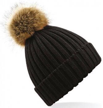 Beechfield Muts Bonnet pom fausse fourure épais femme