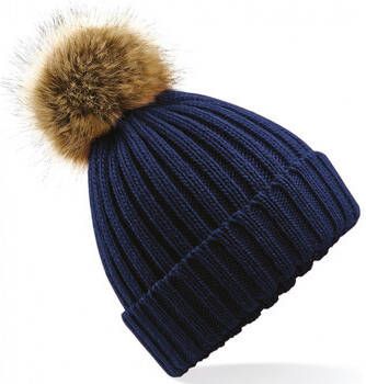 Beechfield Muts Bonnet pom fausse fourure épais femme