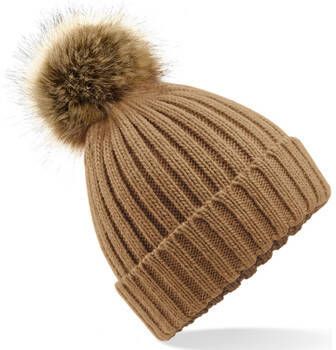 Beechfield Muts Bonnet pom fausse fourure épais femme