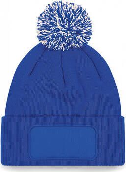 Beechfield Muts Bonnet pom Patch Snowstar