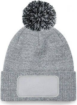 Beechfield Muts Bonnet pom Patch Snowstar