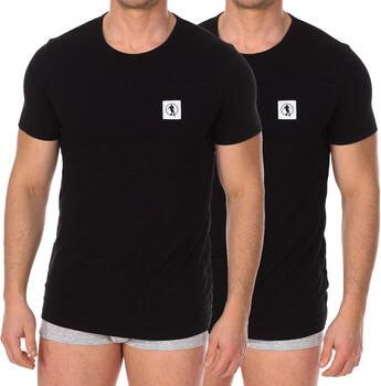 Bikkembergs Zwarte T-shirts met gebogen logo Black Heren - Foto 3