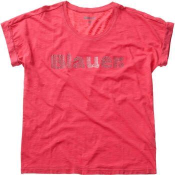 Blauer Flame Washed Crew Neck T-shirt Pink Dames