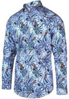 Blue Industry Overhemd Lange Mouw Overhemd Tropisch Blauw