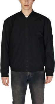 Hugo Boss Zwarte Zip-Up Jas Lente Zomer Effen Black Heren
