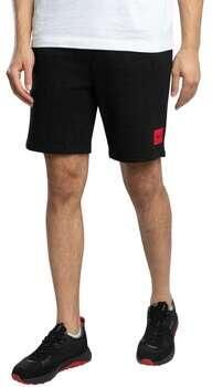 HUGO Sweatshorts in zwart met labelpatch - Foto 4