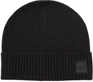 Boss Orange Beanie Akaio_R_Hat Ton in ton logo-badge