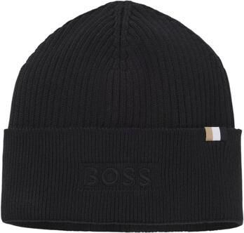 Hugo Boss Zwarte wollen en katoenen geribbelde pet Black Heren