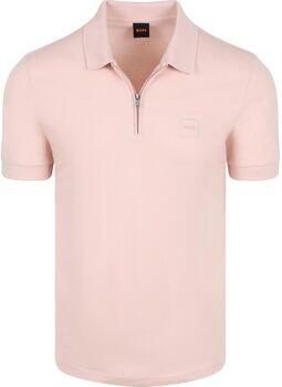 Boss Polo Shirt Korte Mouw Passerzip Half Zip Polo Roze - Foto 3