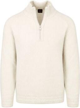 Boss Sweater Awoolio Half Zip Trui Ecru
