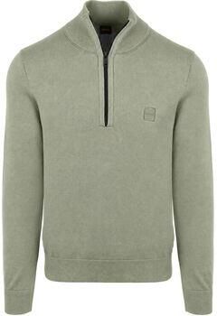 Boss Sweater Kanobix Half Zip Trui Open Groen
