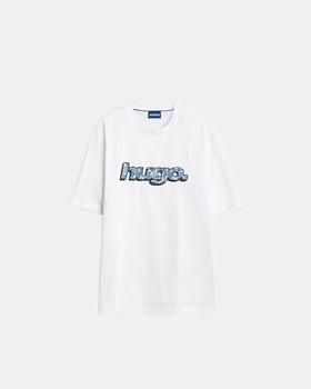 OTTO HUGO Blue T-shirt Nugibol met grote logoprint