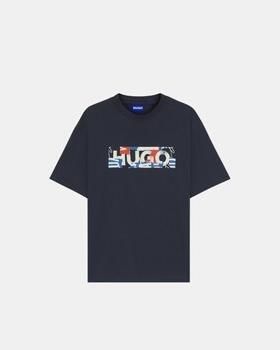 HUGO Blue T-shirt Nugix met grafische logo-print - Foto 6