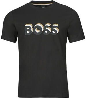 Hugo Boss Regular Fit Katoenen T-Shirt met Rubberen Logo Black Heren