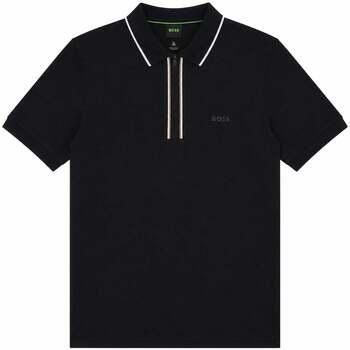 Boss T-shirt Slim Fit Philix Zip Polo Shirt Black