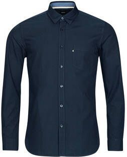 Hugo Boss casual overhemd slim fit donkerblauw effen katoen