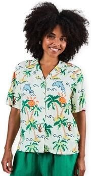 Brava Fabrics Overhemd Tropical Pixel Aloha Blouse Ecru