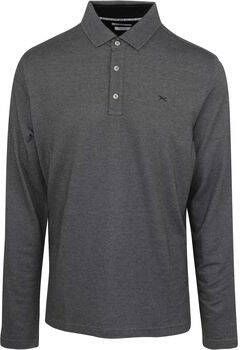 BRAX T-shirt Longsleeve Polo Melange Zwart